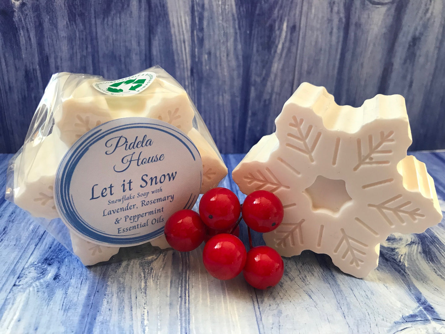 Let it Snow Snowflake soap with Lavender, Rosemary & Peppermint Essential Oils