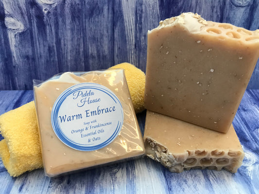 ORIGINAL SQUARE Warm Embrace soap bar with Honey & Oats and Orange & Frankincense Essential Oils